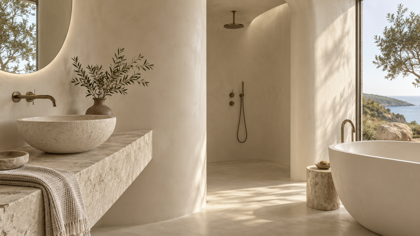 Luxury seamless microcement bathroom