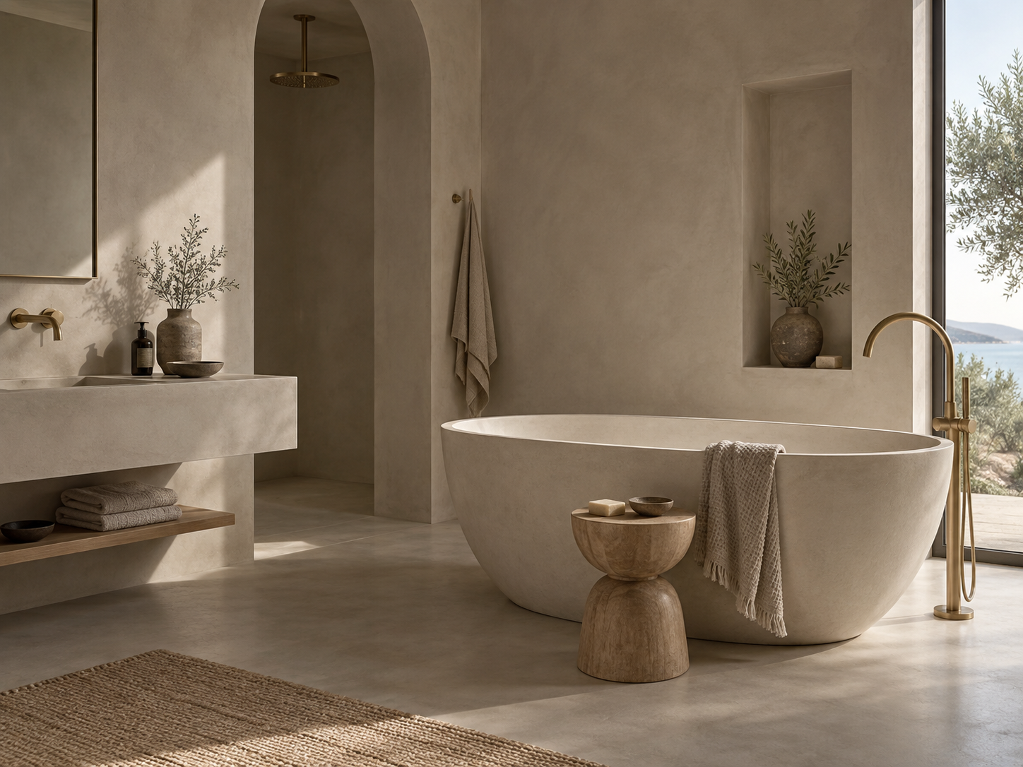 Luxury seamless microcement bathroom